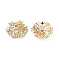 Rack Plating Brass with Clear Cubic Zirconia Bead Caps&nbsp;KK-G489-01G