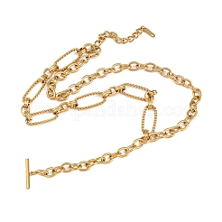 304 Stainless Steel Mixed Chain T Bar Y Tassel Necklaces for Women&nbsp;NJEW-Z111-03G