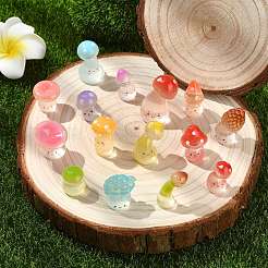 60Pcs 15 Styles Luminous Resin Mushroom Ornaments&nbsp;DJEW-CJ0001-19
