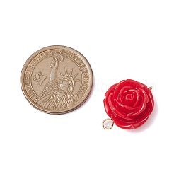 Opaque Resin Red Rose Flower Links Connector Charms&nbsp;PALLOY-JF02750-01
