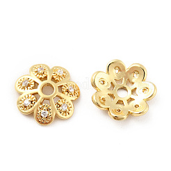 Brass Micro Pave Clear Cubic Zirconia Bead Caps&nbsp;KK-G425-05B-G