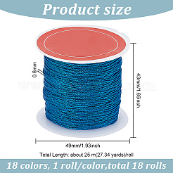 18 Rolls 18 Colors Round Metallic Cord&nbsp;MCOR-BC0001-01A