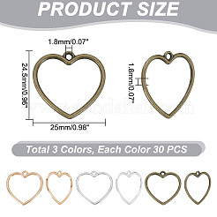 90Pcs 3 Colors Zinc Alloy Pendants&nbsp;FIND-GA0004-25