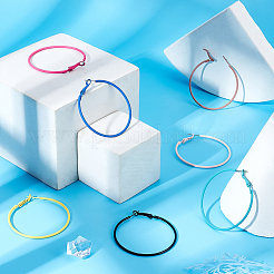 7Pairs 7 Colors 201 Stainless Steel Big Huggie Hoop Earrings&nbsp;EJEW-DC0001-09