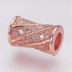 Brass Micro Pave Cubic Zirconia Beads&nbsp;ZIRC-G087-19RG