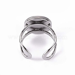 Tarnish Resistant 201 Stainless Steel Cuff Ring Findings&nbsp;STAS-S080-040B-P