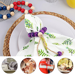 1 Set Natural Wood Beaded Napkin Rings&nbsp;AJEW-BC0004-38