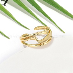 Rack Plating Brass Cuff Rings for Women&nbsp;RJEW-M028-57G