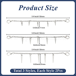 3 Sets 3 Styles 304 Stainless Steel Boot Strap Chains&nbsp;HJEW-SP0001-71