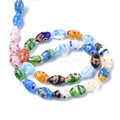 Oval Handmade Millefiori Glass Beads Strands&nbsp;LK-R004-37