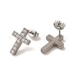 304 Stainless Steel Cross Stud Earrings&nbsp;EJEW-C099-10P