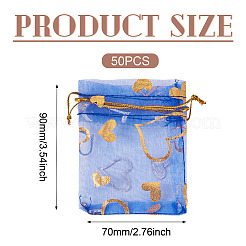 50Pcs Heart Printed Organza Bags&nbsp;OP-TADJ0001-01J