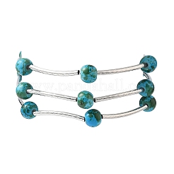 Round Synthetic Turquoise Beads Multi-strand Bracelets for Women&nbsp;BJEW-JB12335-02
