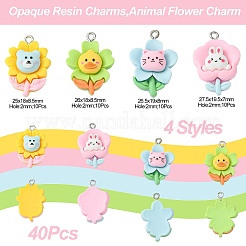 40Pcs 4 Styles Opaque Resin Pendants&nbsp;RESI-CJ0002-85