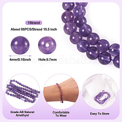 1 Strand Natural Amethyst Round Bead Strands&nbsp;G-TA0002-47