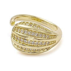 Rack Plating Brass Micro Pave Cubic Zirconia Open Cuff Rings&nbsp;RJEW-K257-26G
