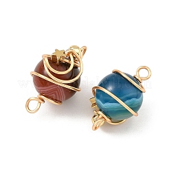 Wire Wrapped Natural Striped Agate/Banded Agate Connector Charm&nbsp;PALLOY-JF06072