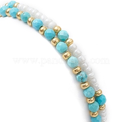 2Pcs 2 Style Natural Howlite & Glass Seed Round Beaded Stretch Bracelets Set for Women&nbsp;BJEW-JB09332