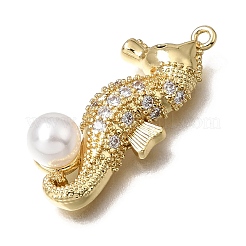Brass Micro Pave Clear Cubic Zirconia Pendants&nbsp;KK-K427-47G