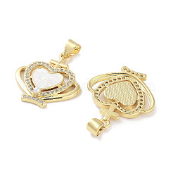 Brass Micro Pave Clear Cubic Zirconia Pendants&nbsp;KK-L213-017G-01