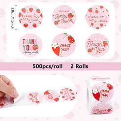 Flat Round with Strawberry Shaped Stickers Roll&nbsp;STIC-WH0012-14B