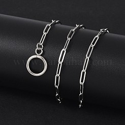Non-Tarnish Unisex 304 Stainless Steel Paperclip Chain Necklaces&nbsp;NJEW-H215-04P