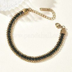 304 Stainless Steel Rhinestone Tennis Bracelets with Twisted Chains&nbsp;SA-CBABBEA-04G-06