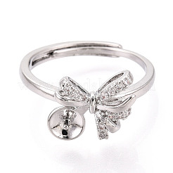 Bowknot Brass Micro Pave Cubic Zirconia Cup Peg Ring Settings&nbsp;KK-N274-25P