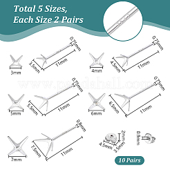 10Pairs 5 Styles 925 Sterling Silver Ear Studs&nbsp;FIND-PH0022-51