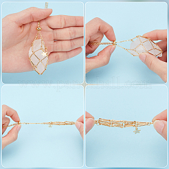 9Pcs 9 Styles Star Brass Empty Macrame Pouch Pendant Necklaces&nbsp;NJEW-WR00003