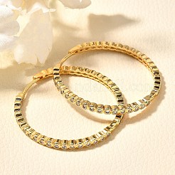 Rack Plating Brass Micro Pave Clear Cubic Zirconia Hoop Earrings for Women&nbsp;EJEW-C125-17B-G