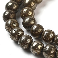 Natural Gold Pyrite Smooth Round Beads Strands&nbsp;G-F197-10-6mm