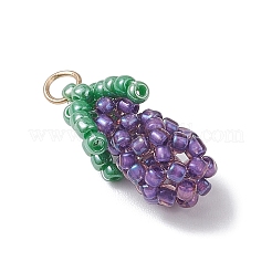 Glass Seed Beaded 3D Eggplant Pendants&nbsp;PALLOY-MZ00942-03