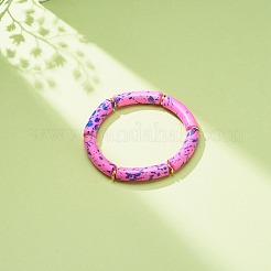 Acrylic Curved Tube Beaded Stretch Bracelet&nbsp;BJEW-JB08443-04