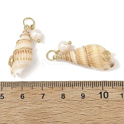 Copper Wire Wrapped Natural Spiral Shell Pendants Pendants&nbsp;PALLOY-JF05972-02