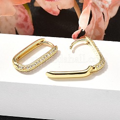 Oval Brass Micro Pave Clear Cubic Zirconia Stud Earrings&nbsp;EJEW-C126-11G