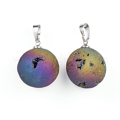 Electroplate Natural Druzy Geode Agate Pendants&nbsp;G-L479-38