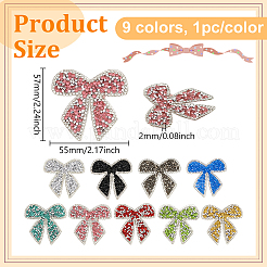 9Pcs 9 Colors Bowknot Hotfix Rhinestone (Hot Melt Adhesive On The Back)&nbsp;DIY-FG0006-12