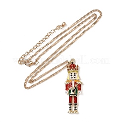 Alloy Enamel Christmas Nutcracker Pendant Necklaces&nbsp;NJEW-L048-01G-01
