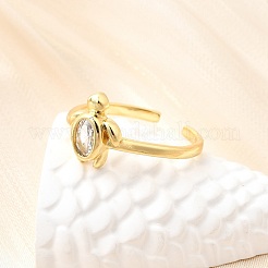 Ocean Theme Brass Micro Pave Cubic Zirconia Cuff Rings for Women&nbsp;RJEW-F184-17B-G