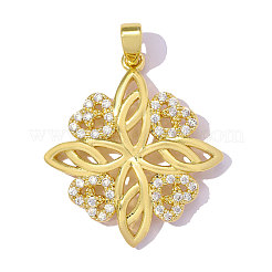 Brass Micro Pave Clear Cubic Zirconia Pendants&nbsp;CU-OY001-64G