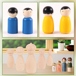 5Pcs 5 Styles Unfinished Beech Wood Puppet&nbsp;WOOD-GF0002-43