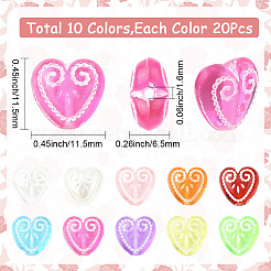 200Pcs 10 Colors Transparent Resin Beads&nbsp;RESI-SC0006-49