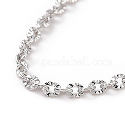 Anti-Tarnish Rhodium Plated 925 Sterling Silver Textured Cable Chains Necklace for Women&nbsp;STER-I021-10P
