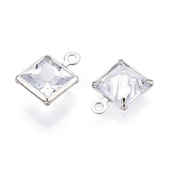Brass Pave Clear Cubic Zirconia Pendants&nbsp;ZIRC-T017-04P
