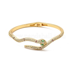 Cubic Zirconia Snake Open Cuff Bangle&nbsp;BJEW-P281-09G-01