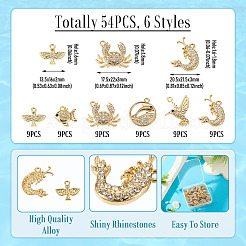 54Pcs 6 Styles Alloy Rhinestone Pendants&nbsp;FIND-TA0010-65KCG