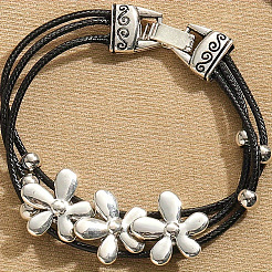 Alloy & Waxed Cord BBracelets for Women&nbsp;FS-WG70219-01