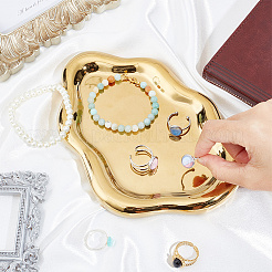 Cloud Shape Plated Golden Handmade Porcelain Desktop Storage Tray&nbsp;AJEW-WH0413-39