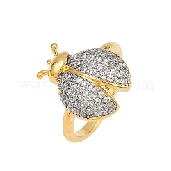 Brass Micro Pave Cubic Zirconia Cuff Ring for Women&nbsp;RJEW-L132-01G